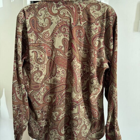TALBOTS Womens Vintage Shirt Jacket Paisley Button Front Stretch Large - Picture 5 of 5